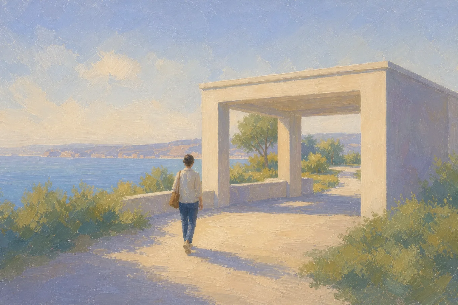 A professional approaching an open coastal threshold